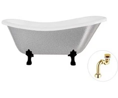 Vonia Besco Otylia Glam 170, Sidabrinis+Juodas, su sifonu Klik-klak Gold