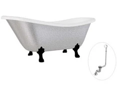 Vonia Besco Otylia Glam 170, Sidabrinis+Juodas, su sifonu su persipylimu Klik-klak Chrome