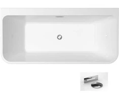 Vonia Besco Varya Juodas&amp;Baltas Matt, 150 x 75 cm, su chrome sifonu