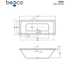 Vonia Besco Vera, 170 x 75 cm, be apdailos, su klik-klak chrome