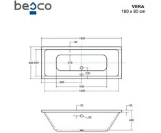 Vonia Besco Vera, 180 x 80 cm, be apdailos, su klik-klak chrome