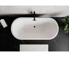 Vonia Besco Ziva Glam Graphite, 160 x 75 cm, su sifonu su persipylimu slim juodas