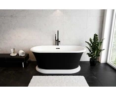 Vonia Besco Ziva Juodas&amp;Baltas Matt, 160 x 75 cm, su sifonu su persipylimu slim juodas
