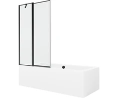 Vonia Mexen Cube su apdaila ir stiklo sienele, 180x80 cm + 100 cm, Baltas+Juodas frame