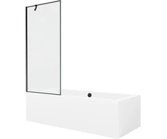 Vonia Mexen Cube su apdaila ir stiklo sienele, 170x80 cm + 80 cm, Baltas+Juodas frame