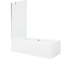 Vonia Mexen Cube su apdaila ir stiklo sienele, 180x80 cm + 80 cm, Baltas+Chrome/Transparent