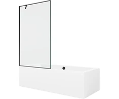 Vonia Mexen Cube su apdaila ir stiklo sienele, 170x80 cm + 100 cm, Baltas+Juodas frame