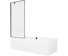 Vonia Mexen Cube su apdaila ir stiklo sienele, 180x80 cm + 80 cm, Baltas+Juodas frame