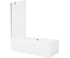Vonia Mexen Cube su apdaila ir stiklo sienele, 170x80 cm + 80 cm, Baltas+Gold/Transparent