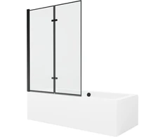 Vonia Mexen Cube su apdaila ir stiklo sienele, 170x80 cm + 120 cm (II), Baltas+Juodas frame