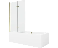 Vonia Mexen Cube su apdaila ir stiklo sienele, 170x80 cm + 100 cm (II), Baltas+Gold/Transparent