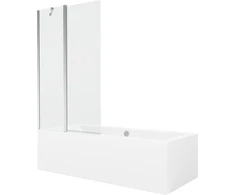 Vonia Mexen Cube su apdaila ir stiklo sienele, 170x80 cm + 100 cm, Baltas+Chrome/Transparent