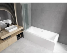 Vonia Mexen Cube su apdaila ir stiklo sienele, 170x80 cm + 120 cm, baltas+III/fold/chrome