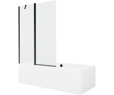 Vonia Mexen Cube su apdaila ir stiklo sienele, 180x80 cm + 120 cm, Baltas+Juodas/Transparent