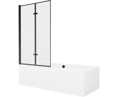 Vonia Mexen Cube su apdaila ir stiklo sienele, 180x80 cm + 100 cm (II), Baltas+Juodas frame