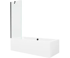 Vonia Mexen Cube su apdaila ir stiklo sienele, 170x80 cm + 60 cm, Baltas+Juodas/Transparent