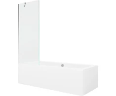 Vonia Mexen Cube su apdaila ir stiklo sienele, 170x80 cm + 70 cm, Baltas+Chrome/Transparent