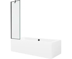 Vonia Mexen Cube su apdaila ir stiklo sienele, 180x80 cm + 50 cm, Baltas+Juodas frame