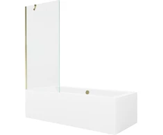 Vonia Mexen Cube su apdaila ir stiklo sienele, 180x80 cm + 80 cm, Baltas+Gold/Transparent