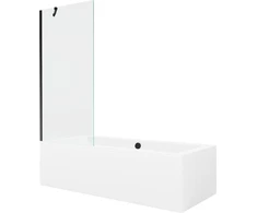 Vonia Mexen Cube su apdaila ir stiklo sienele, 170x80 cm + 80 cm, Baltas+Juodas/Transparent