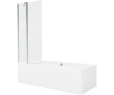 Vonia Mexen Cube su apdaila ir stiklo sienele, 170x80 cm + 80 cm, Baltas+Chrome/Transparent