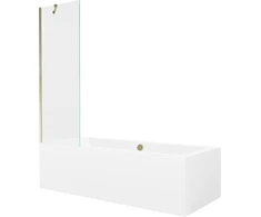 Vonia Mexen Cube su apdaila ir stiklo sienele, 170x80 cm + 60 cm, Baltas+Gold/Transparent