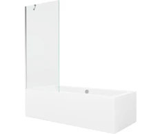 Vonia Mexen Cube su apdaila ir stiklo sienele, 170x80 cm + 80 cm, Baltas+Chrome/Transparent