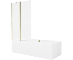 Vonia Mexen Cube su apdaila ir stiklo sienele, 170x80 cm + 100 cm, Baltas+Gold/Transparent