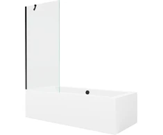 Vonia Mexen Cube su apdaila ir stiklo sienele, 180x80 cm + 80 cm, Baltas+Juodas/Transparent