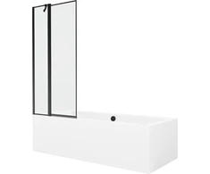 Vonia Mexen Cube su apdaila ir stiklo sienele, 180x80 cm + 80 cm, Baltas+Juodas frame