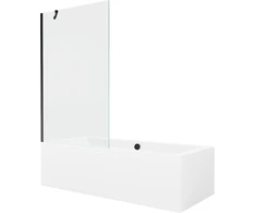 Vonia Mexen Cube su apdaila ir stiklo sienele, 180x80 cm + 100 cm, Baltas+Juodas/Transparent