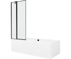 Vonia Mexen Cube su apdaila ir stiklo sienele, 170x80 cm + 80 cm, Baltas+Juodas frame