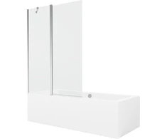 Vonia Mexen Cube su apdaila ir stiklo sienele, 180x80 cm + 120 cm, Baltas+Chrome/Transparent