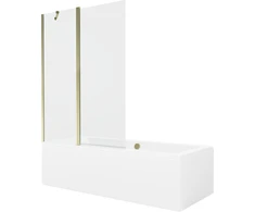 Vonia Mexen Cube su apdaila ir stiklo sienele, 170x80 cm + 120 cm, Baltas+Gold/Transparent
