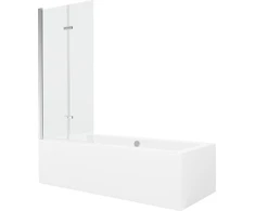 Vonia Mexen Cube su apdaila ir stiklo sienele, 180x80 cm + 80 cm (II), Baltas+Chrome/Transparent