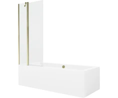 Vonia Mexen Cube su apdaila ir stiklo sienele, 170x80 cm + 80 cm, Baltas+Gold/Transparent