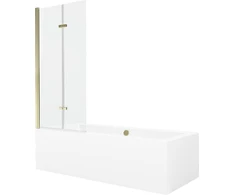 Vonia Mexen Cube su apdaila ir stiklo sienele, 180x80 cm + 80 cm (II), Baltas+Gold/Transparent