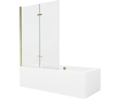 Vonia Mexen Cube su apdaila ir stiklo sienele, 180x80 cm + 120 cm (II), Baltas+Gold/Transparent
