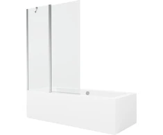 Vonia Mexen Cube su apdaila ir stiklo sienele, 170x80 cm + 120 cm, Baltas+Chrome/Transparent