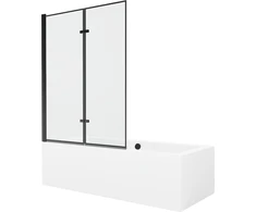 Vonia Mexen Cube su apdaila ir stiklo sienele, 180x80 cm + 120 cm (II), Baltas+Juodas frame