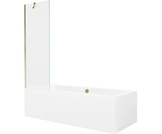 Vonia Mexen Cube su apdaila ir stiklo sienele, 180x80 cm + 60 cm, Baltas+Gold/Transparent