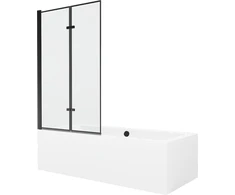 Vonia Mexen Cube su apdaila ir stiklo sienele, 170x80 cm + 100 cm (II), Baltas+Juodas frame