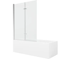 Vonia Mexen Cubik su apdaila ir stiklo sienele, 160x70 cm + 120 cm (II), Baltas+Chrome/Transparent