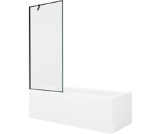 Vonia Mexen Cubik su apdaila ir stiklo sienele, 150x70 cm + 80 cm, Baltas+Juodas frame