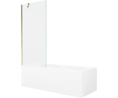Vonia Mexen Cubik su apdaila ir stiklo sienele, 170x70 cm + 80 cm, Baltas+Gold/Transparent