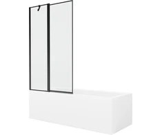 Vonia Mexen Cubik su apdaila ir stiklo sienele, 170x70 cm + 100 cm, Baltas+Juodas frame