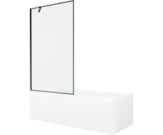 Vonia Mexen Cubik su apdaila ir stiklo sienele, 160x70 cm + 100 cm, Baltas+Juodas frame