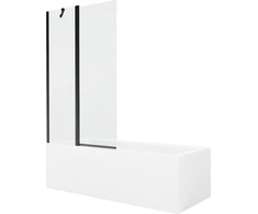 Vonia Mexen Cubik su apdaila ir stiklo sienele, 160x70 cm + 100 cm, Baltas+Juodas/Transparent