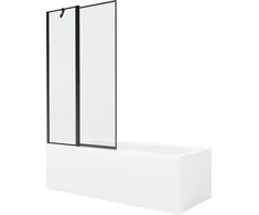 Vonia Mexen Cubik su apdaila ir stiklo sienele, 160x70 cm + 100 cm, Baltas+Juodas frame