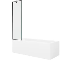 Vonia Mexen Cubik su apdaila ir stiklo sienele, 150x70 cm + 50 cm, Baltas+Juodas frame